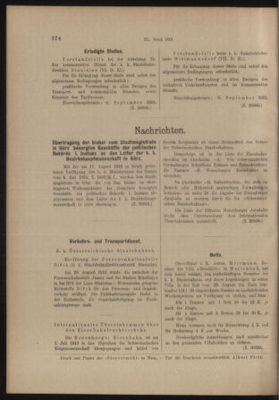 Verordnungs- und Anzeige-Blatt der k.k. General-Direction der österr. Staatsbahnen 19130823 Seite: 8