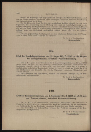 Verordnungs- und Anzeige-Blatt der k.k. General-Direction der österr. Staatsbahnen 19130906 Seite: 26