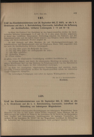 Verordnungs- und Anzeige-Blatt der k.k. General-Direction der österr. Staatsbahnen 19131004 Seite: 3