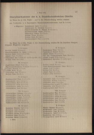 Verordnungs- und Anzeige-Blatt der k.k. General-Direction der österr. Staatsbahnen 19140102 Seite: 17