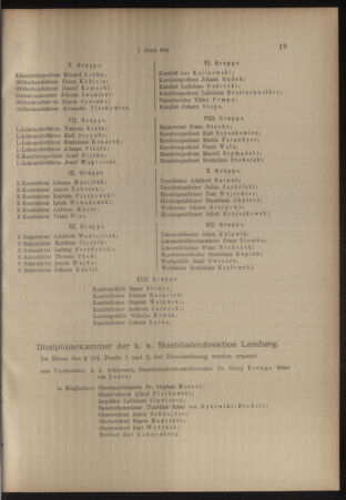 Verordnungs- und Anzeige-Blatt der k.k. General-Direction der österr. Staatsbahnen 19140102 Seite: 19