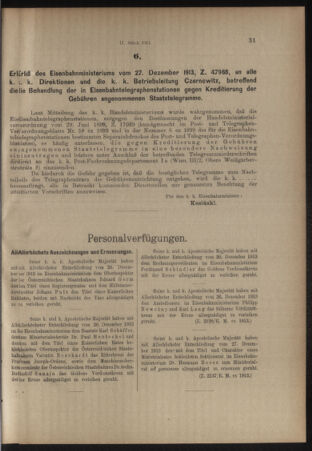 Verordnungs- und Anzeige-Blatt der k.k. General-Direction der österr. Staatsbahnen 19140103 Seite: 7