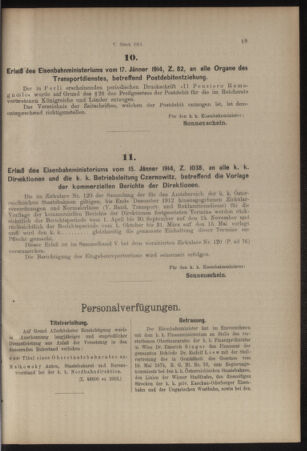 Verordnungs- und Anzeige-Blatt der k.k. General-Direction der österr. Staatsbahnen 19140124 Seite: 5