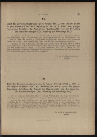 Verordnungs- und Anzeige-Blatt der k.k. General-Direction der österr. Staatsbahnen 19140214 Seite: 51