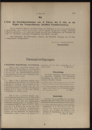 Verordnungs- und Anzeige-Blatt der k.k. General-Direction der österr. Staatsbahnen 19140221 Seite: 3