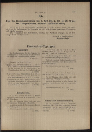 Verordnungs- und Anzeige-Blatt der k.k. General-Direction der österr. Staatsbahnen 19140516 Seite: 5