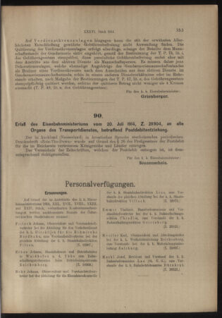 Verordnungs- und Anzeige-Blatt der k.k. General-Direction der österr. Staatsbahnen 19140725 Seite: 5