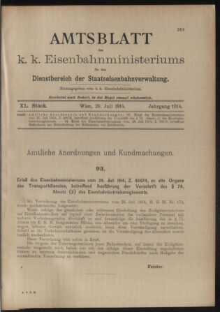 Verordnungs- und Anzeige-Blatt der k.k. General-Direction der österr. Staatsbahnen 19140729 Seite: 5