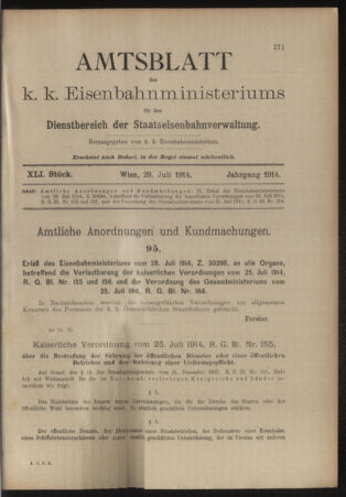 Verordnungs- und Anzeige-Blatt der k.k. General-Direction der österr. Staatsbahnen 19140729 Seite: 7