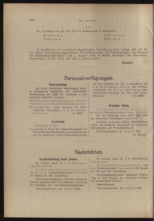 Verordnungs- und Anzeige-Blatt der k.k. General-Direction der österr. Staatsbahnen 19140808 Seite: 2