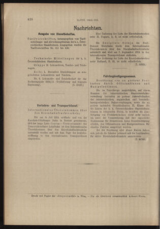 Verordnungs- und Anzeige-Blatt der k.k. General-Direction der österr. Staatsbahnen 19140822 Seite: 10