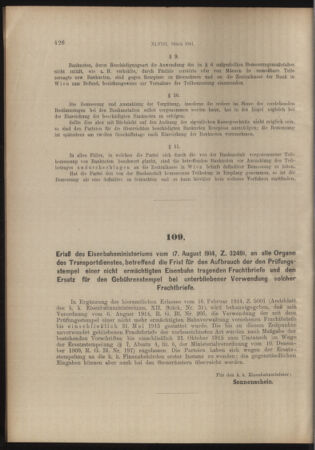 Verordnungs- und Anzeige-Blatt der k.k. General-Direction der österr. Staatsbahnen 19140822 Seite: 8