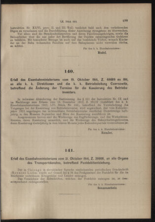 Verordnungs- und Anzeige-Blatt der k.k. General-Direction der österr. Staatsbahnen 19141024 Seite: 5