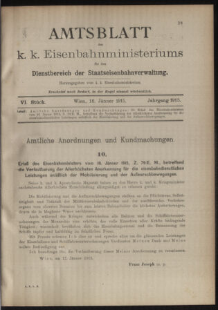 Verordnungs- und Anzeige-Blatt der k.k. General-Direction der österr. Staatsbahnen 19150116 Seite: 7