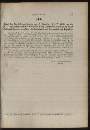 Verordnungs- und Anzeige-Blatt der k.k. General-Direction der österr. Staatsbahnen 19151216 Seite: 3