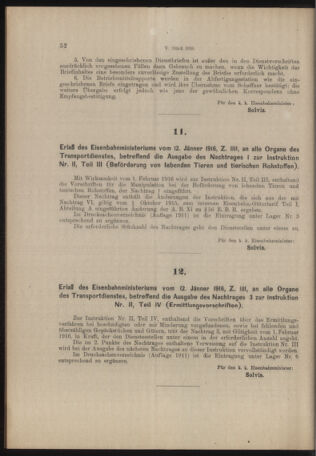 Verordnungs- und Anzeige-Blatt der k.k. General-Direction der österr. Staatsbahnen 19160122 Seite: 10