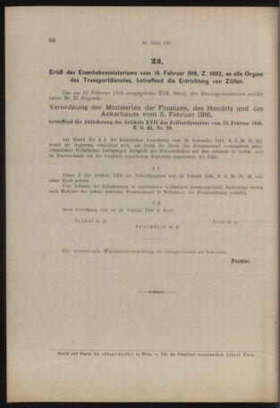 Verordnungs- und Anzeige-Blatt der k.k. General-Direction der österr. Staatsbahnen 19160218 Seite: 4