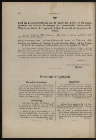 Verordnungs- und Anzeige-Blatt der k.k. General-Direction der österr. Staatsbahnen 19160226 Seite: 8