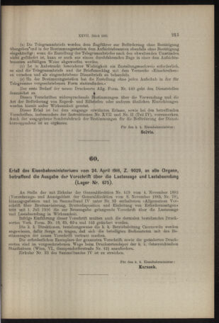 Verordnungs- und Anzeige-Blatt der k.k. General-Direction der österr. Staatsbahnen 19160429 Seite: 5