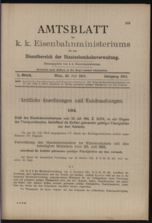 Verordnungs- und Anzeige-Blatt der k.k. General-Direction der österr. Staatsbahnen 19160729 Seite: 5