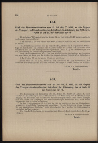 Verordnungs- und Anzeige-Blatt der k.k. General-Direction der österr. Staatsbahnen 19160805 Seite: 6