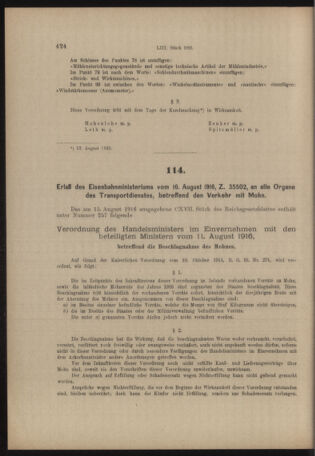 Verordnungs- und Anzeige-Blatt der k.k. General-Direction der österr. Staatsbahnen 19160819 Seite: 4