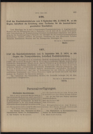 Verordnungs- und Anzeige-Blatt der k.k. General-Direction der österr. Staatsbahnen 19160916 Seite: 11