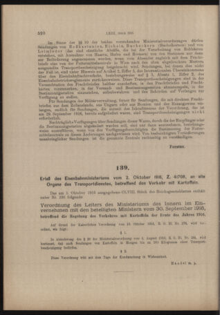 Verordnungs- und Anzeige-Blatt der k.k. General-Direction der österr. Staatsbahnen 19161004 Seite: 10