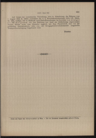 Verordnungs- und Anzeige-Blatt der k.k. General-Direction der österr. Staatsbahnen 19161004 Seite: 11