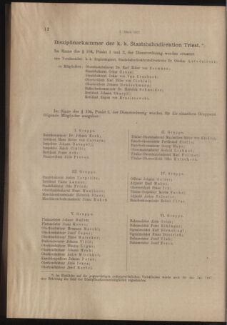 Verordnungs- und Anzeige-Blatt der k.k. General-Direction der österr. Staatsbahnen 19170105 Seite: 12