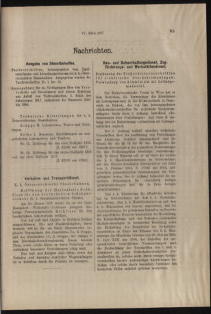 Verordnungs- und Anzeige-Blatt der k.k. General-Direction der österr. Staatsbahnen 19170120 Seite: 15