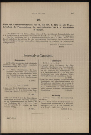 Verordnungs- und Anzeige-Blatt der k.k. General-Direction der österr. Staatsbahnen 19170602 Seite: 13