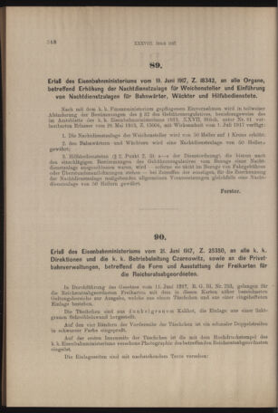 Verordnungs- und Anzeige-Blatt der k.k. General-Direction der österr. Staatsbahnen 19170623 Seite: 2