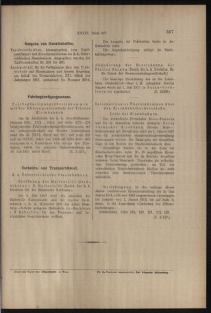 Verordnungs- und Anzeige-Blatt der k.k. General-Direction der österr. Staatsbahnen 19170630 Seite: 5