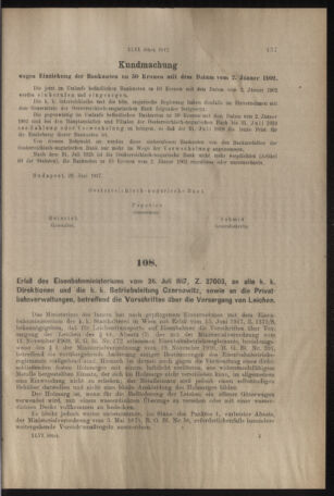 Verordnungs- und Anzeige-Blatt der k.k. General-Direction der österr. Staatsbahnen 19170804 Seite: 17