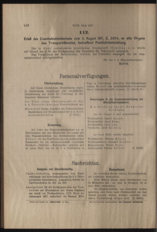 Verordnungs- und Anzeige-Blatt der k.k. General-Direction der österr. Staatsbahnen 19170811 Seite: 6