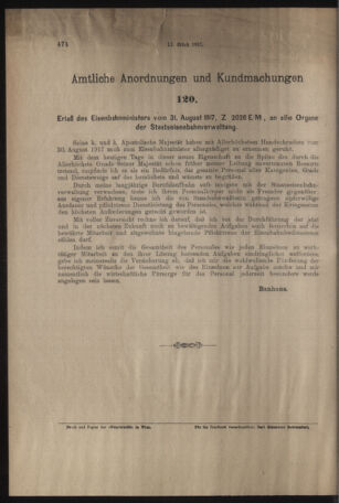 Verordnungs- und Anzeige-Blatt der k.k. General-Direction der österr. Staatsbahnen 19170903 Seite: 2