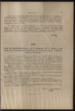 Verordnungs- und Anzeige-Blatt der k.k. General-Direction der österr. Staatsbahnen 19170929 Seite: 5