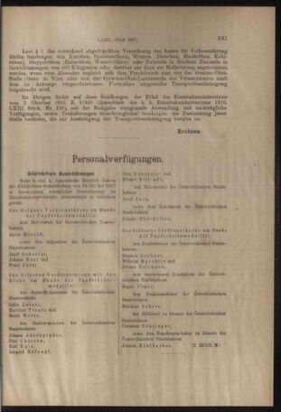 Verordnungs- und Anzeige-Blatt der k.k. General-Direction der österr. Staatsbahnen 19171027 Seite: 7