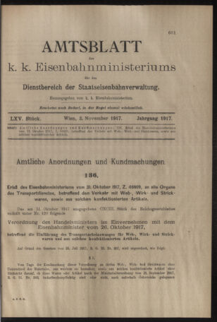 Verordnungs- und Anzeige-Blatt der k.k. General-Direction der österr. Staatsbahnen 19171103 Seite: 7