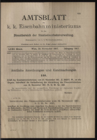 Verordnungs- und Anzeige-Blatt der k.k. General-Direction der österr. Staatsbahnen 19171124 Seite: 9