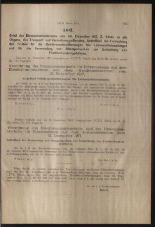 Verordnungs- und Anzeige-Blatt der k.k. General-Direction der österr. Staatsbahnen 19171222 Seite: 19