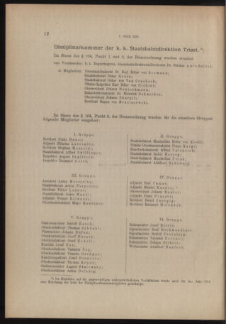 Verordnungs- und Anzeige-Blatt der k.k. General-Direction der österr. Staatsbahnen 19180104 Seite: 12