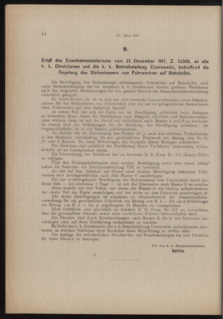 Verordnungs- und Anzeige-Blatt der k.k. General-Direction der österr. Staatsbahnen 19180112 Seite: 12