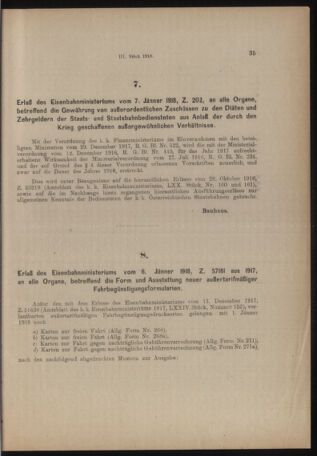 Verordnungs- und Anzeige-Blatt der k.k. General-Direction der österr. Staatsbahnen 19180112 Seite: 3