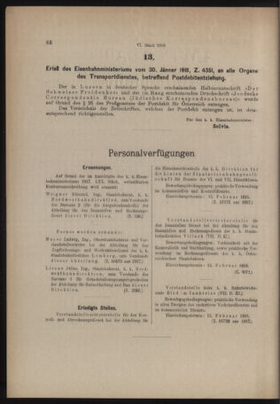 Verordnungs- und Anzeige-Blatt der k.k. General-Direction der österr. Staatsbahnen 19180201 Seite: 2