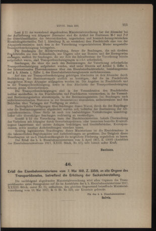 Verordnungs- und Anzeige-Blatt der k.k. General-Direction der österr. Staatsbahnen 19180518 Seite: 7