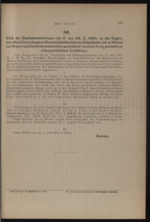 Verordnungs- und Anzeige-Blatt der k.k. General-Direction der österr. Staatsbahnen 19180624 Seite: 11