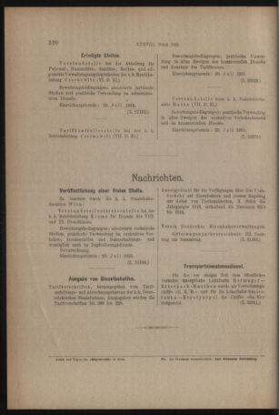 Verordnungs- und Anzeige-Blatt der k.k. General-Direction der österr. Staatsbahnen 19180706 Seite: 16