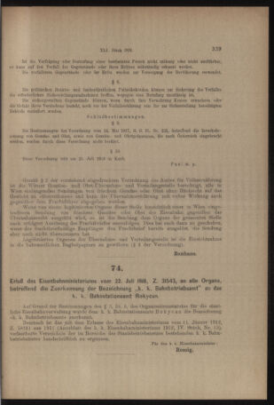 Verordnungs- und Anzeige-Blatt der k.k. General-Direction der österr. Staatsbahnen 19180727 Seite: 3